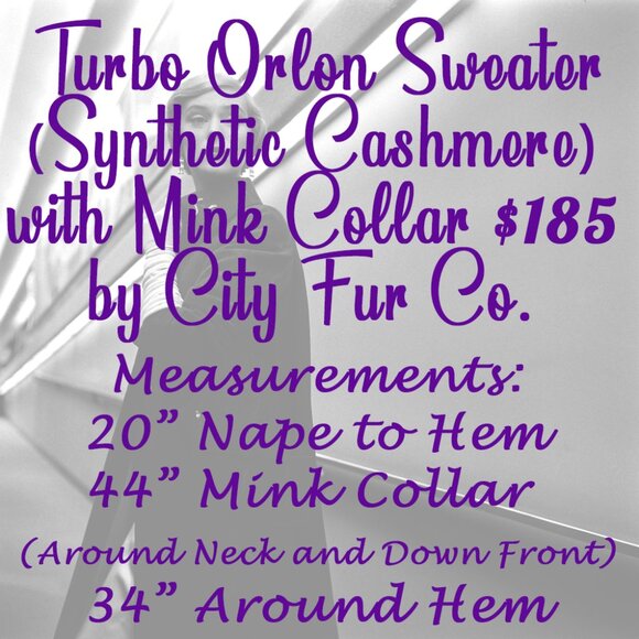 Vintage Turbo Orlon (Synthetic Cashmere) Sweater with Real Mink Collar - Picture 7 of 8